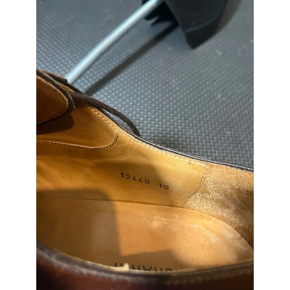 Magnanni Derby Shoes Mens 10 Brown Leather Cap Toe Brogue 12440 Made in Spain
